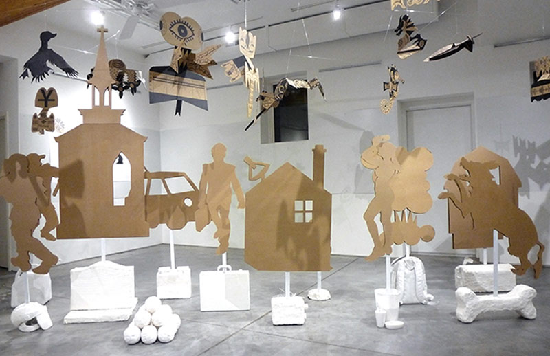 Gallery Talk Vincent Romaniello,”Village Drones”, Markers on Cardboard
